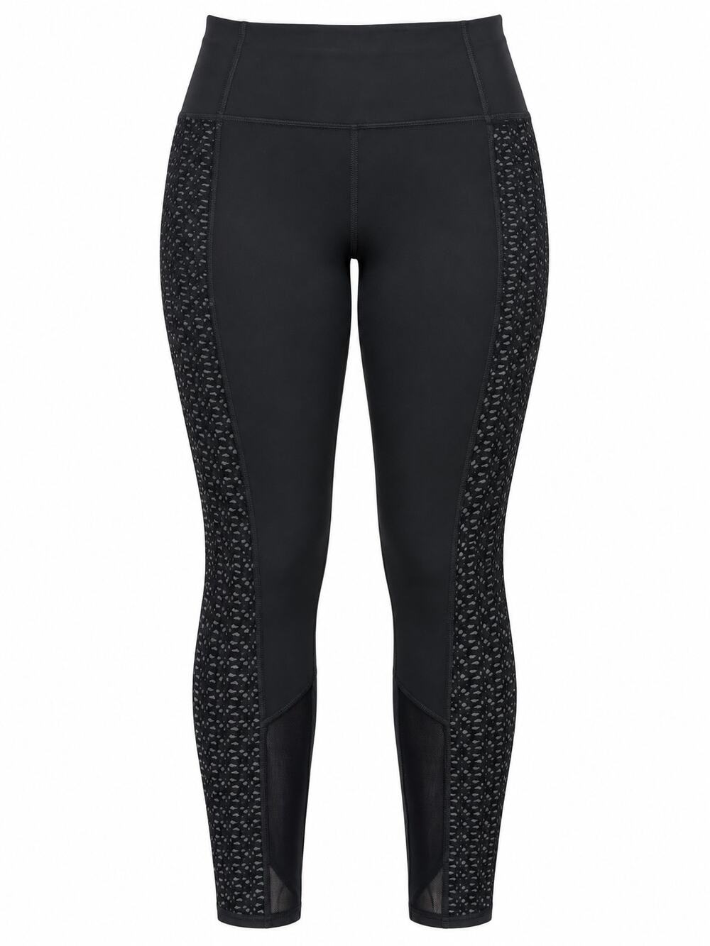 Athleta Chaturanga to Town Workout Yoga Mosaic Laser Cut Black Cropped Leggings